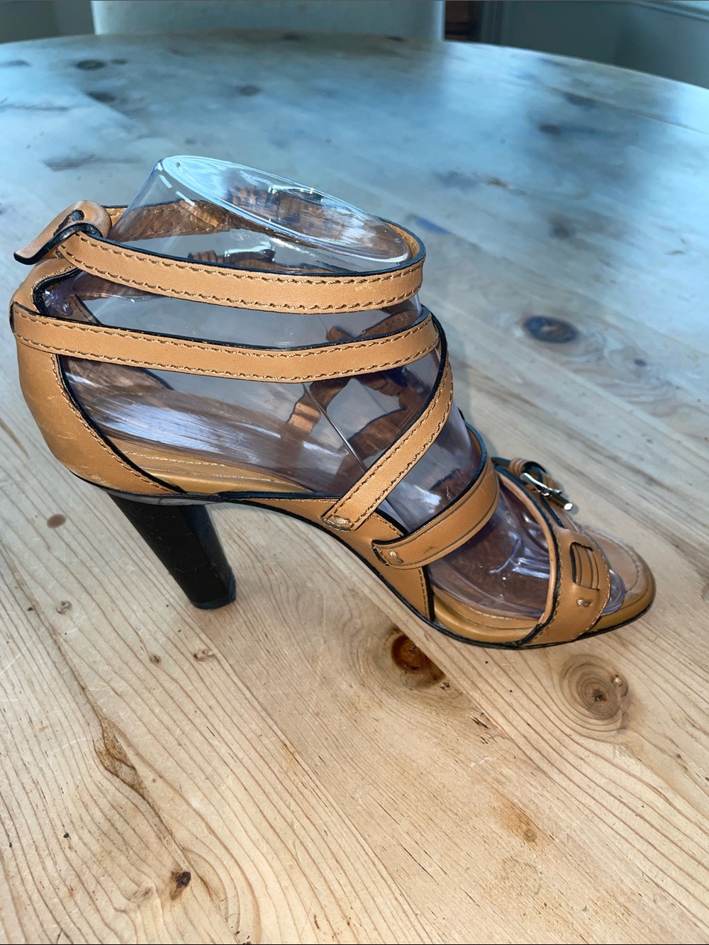 Tod's Italian Cognac Leather Multi-Strap Caged Buckle Sandals - Picture 4 of 10